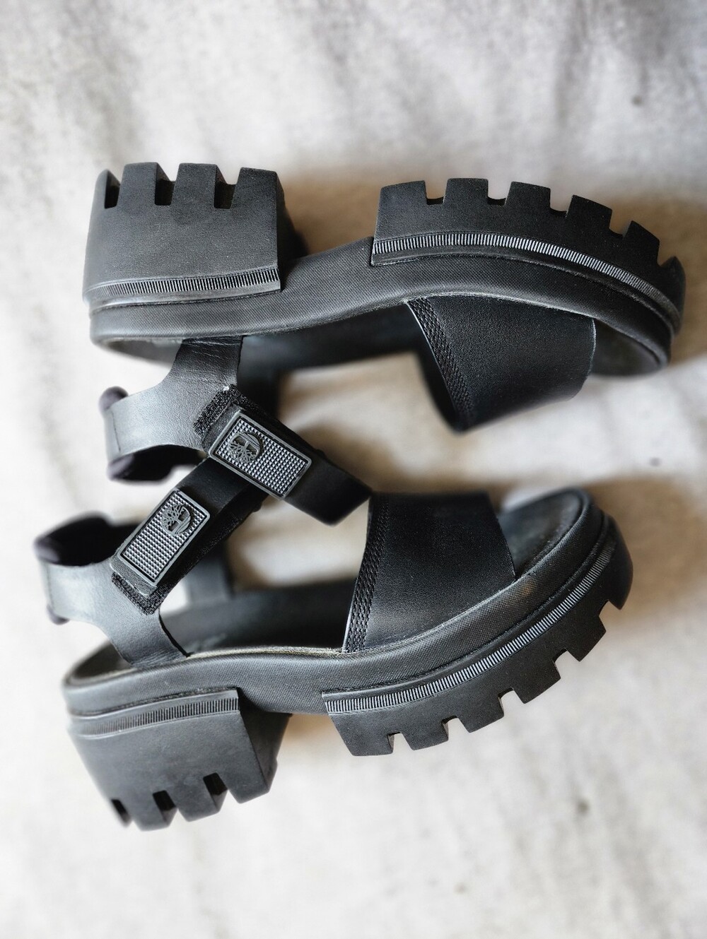 Timberland Black Platform Leather Sandals Size 8 US - Picture 2 of 7
